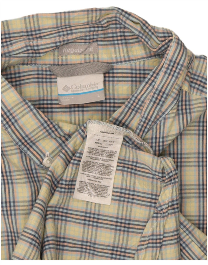 Camisa masculina Columbia de manga curta regular fit grande algodão xadrez azul