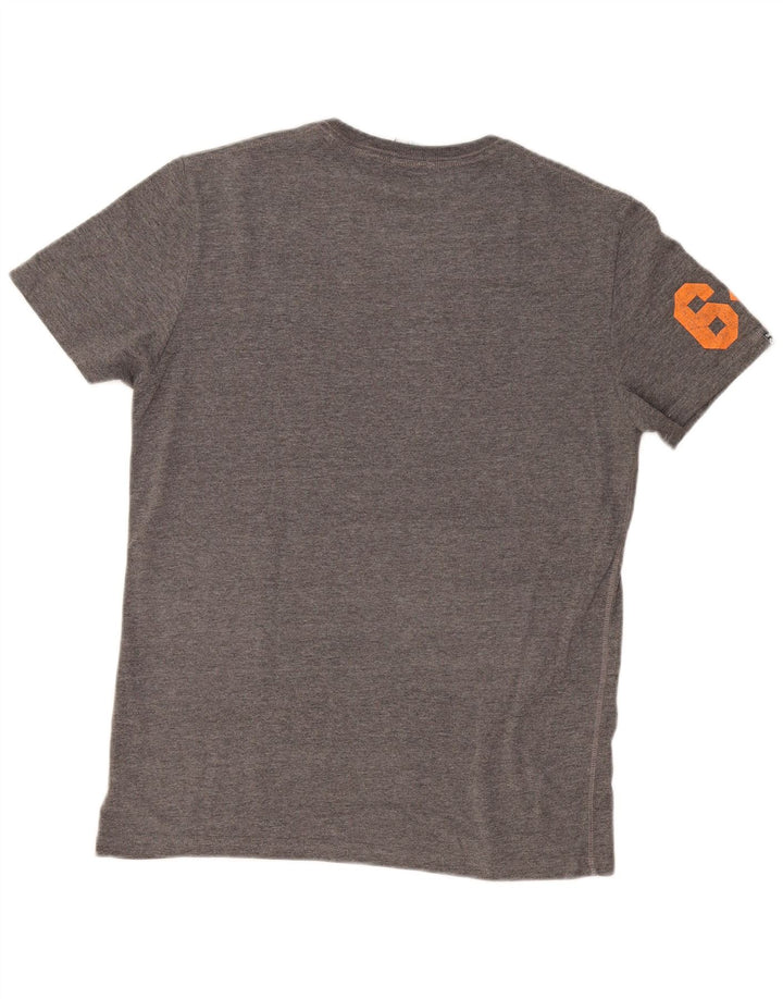 Camiseta gráfica masculina Superdry Top grande algodão cinza