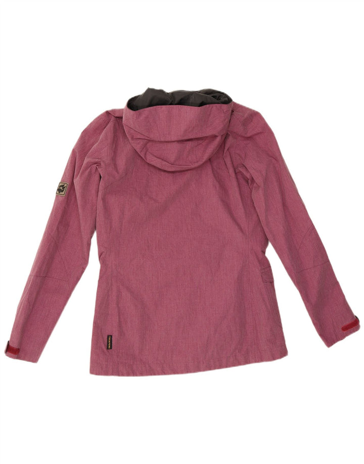 Jaqueta corta-vento feminina com capuz Jack Wolfskin Reino Unido 10 poliéster rosa pequeno