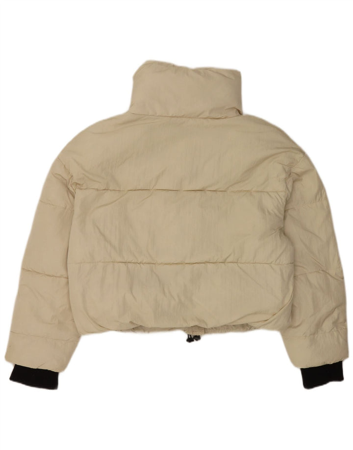 Zara Womens Crop Oversized Jaqueta Acolchoada Reino Unido 14 Médio Bege Nylon