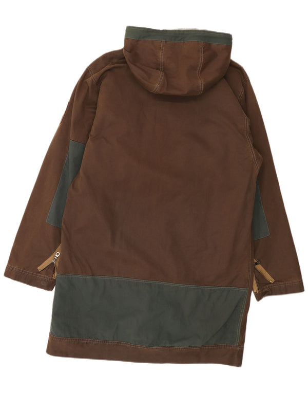 Casaco corta-vento masculino Murphy & Nye com capuz Reino Unido 40 grande bloco colorido marrom