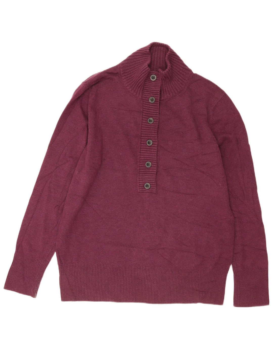 Suéter feminino Eddie Bauer com gola e botão XL algodão Borgonha