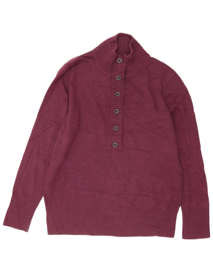 Suéter feminino Eddie Bauer com gola e botão XL algodão Borgonha