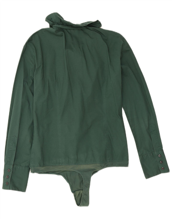 Body feminino Benetton com babados na frente Reino Unido 16 grande algodão verde