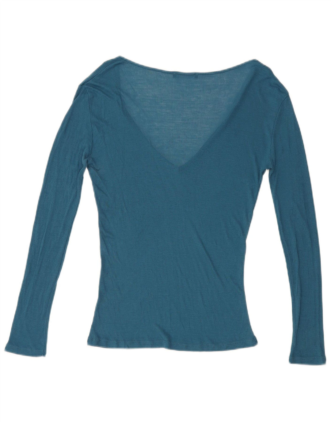 Top feminino Zara manga comprida UK 14 grande azul