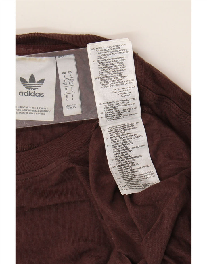 Adidas Mens Camiseta Top Grande Algodão Marrom