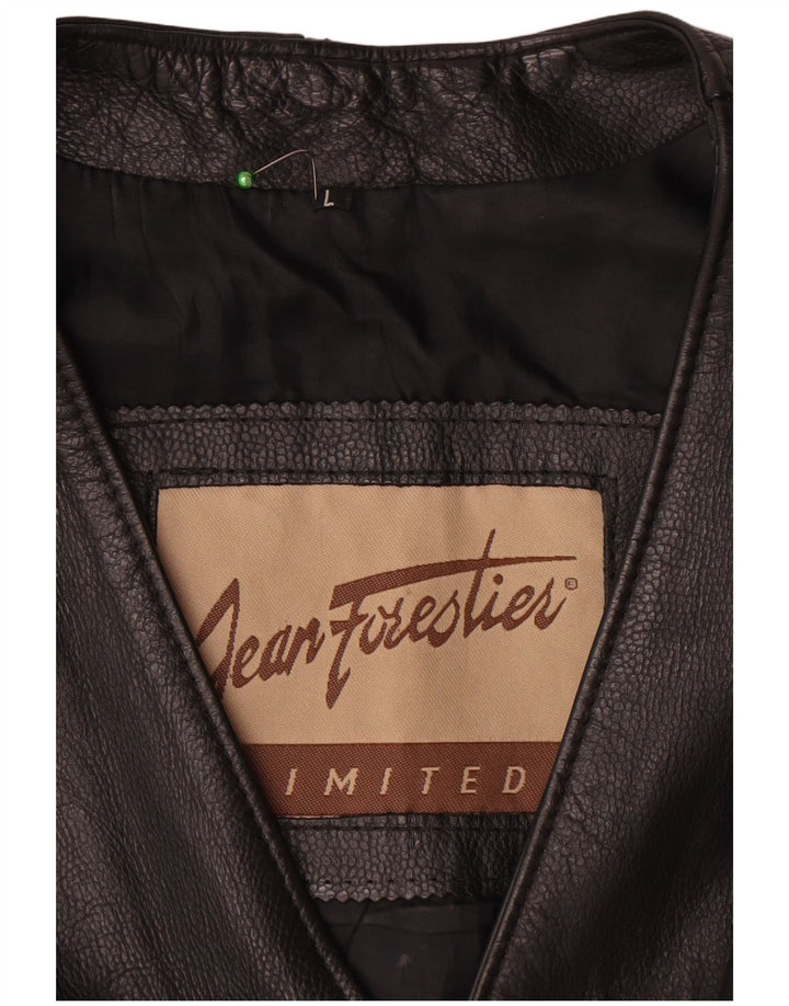 Colete de couro para motocicleta masculino vintage grande couro preto