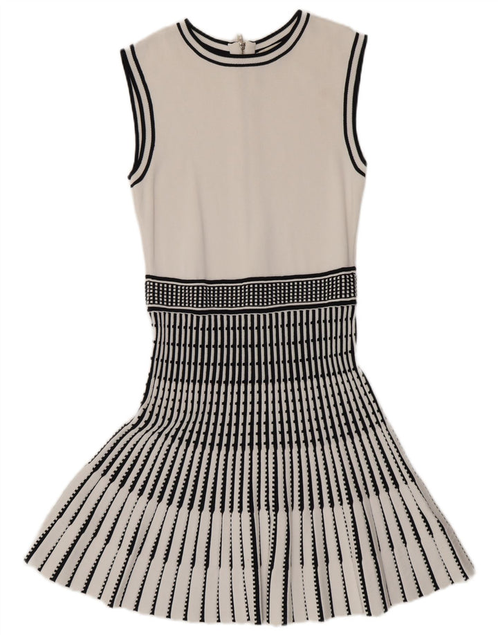 Vestido sereia feminino sem mangas Ted Baker tamanho 2 listrado branco pequeno