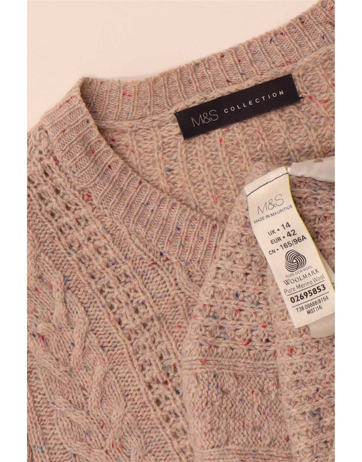 Suéter cardigã feminino Marks & Spencer Reino Unido 14 grande lã manchada cinza