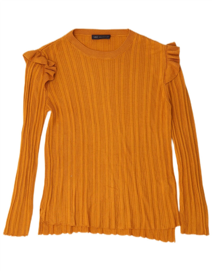 Top feminino Marks & Spencer manga comprida UK 12 acrílico amarelo médio