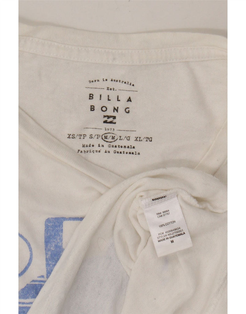 BILLABONG Mens Graphic T-Shirt Top Medium White Cotton Vintage Billabong and Second-Hand Billabong from Messina Hembry 