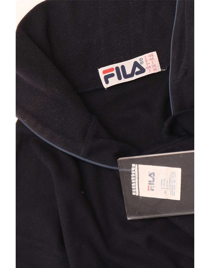 Fila Mens Zip Neck Top Manga Longa IT 46 Pequeno Algodão Azul Marinho