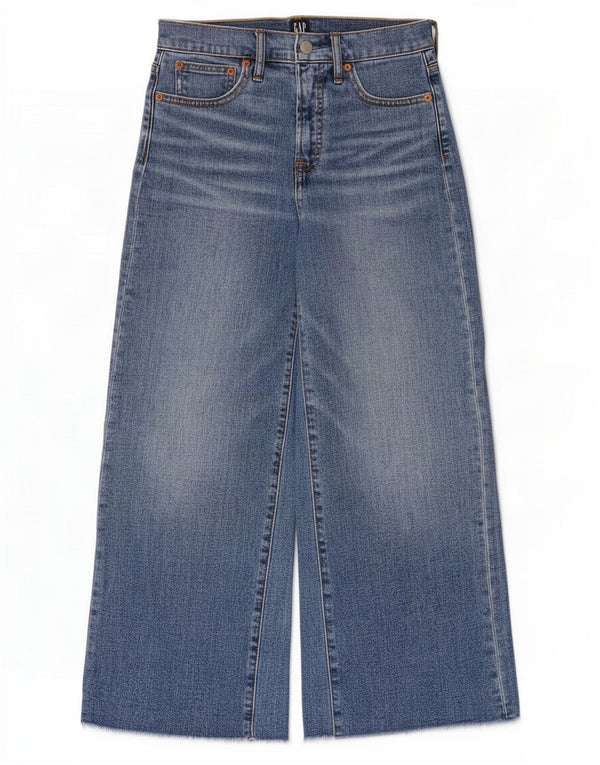 Jeans feminino Gap cintura alta com perna larga W25 L24 algodão azul