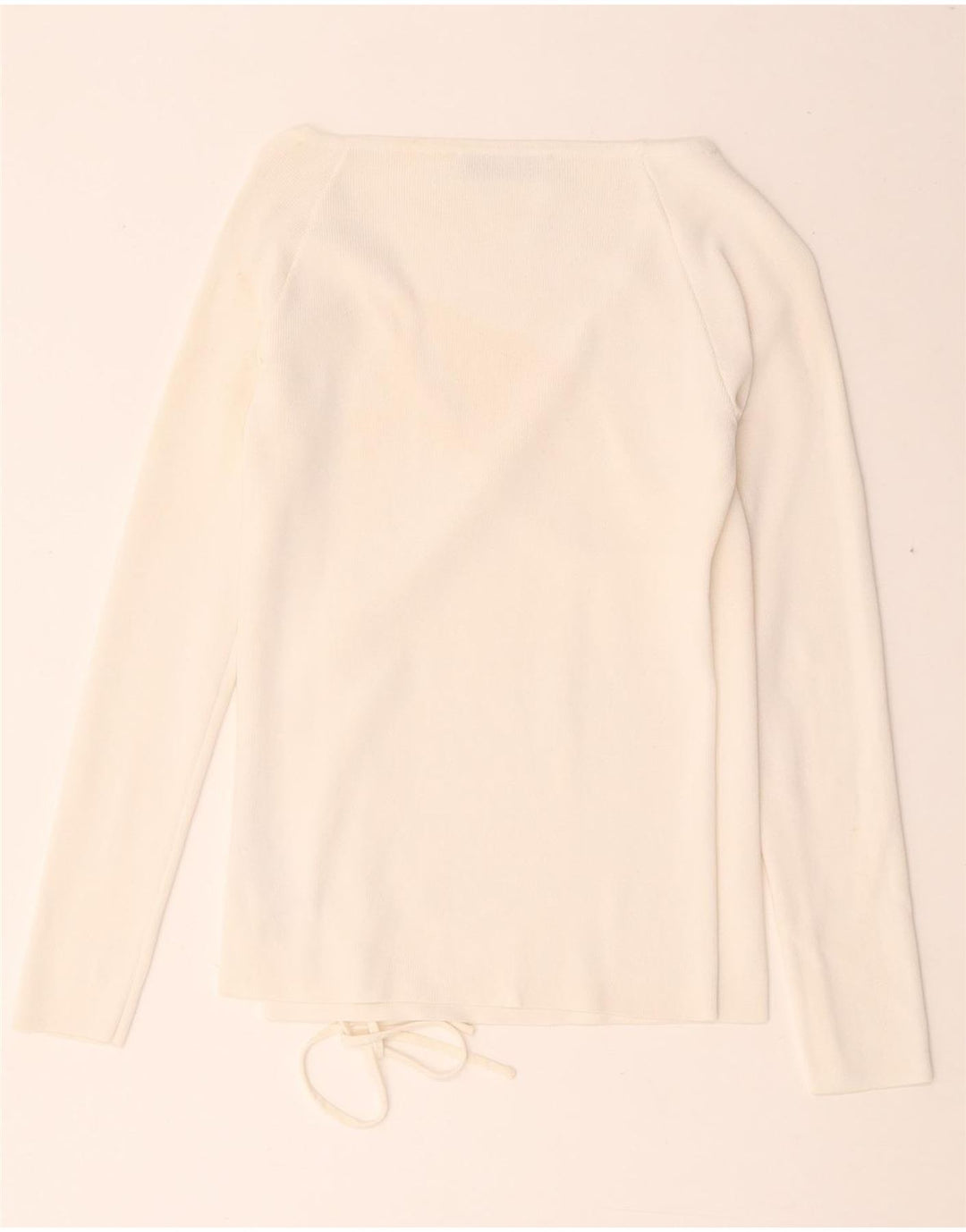 Blusa feminina Zara manga comprida envolvente Reino Unido 8 pequena viscose branca