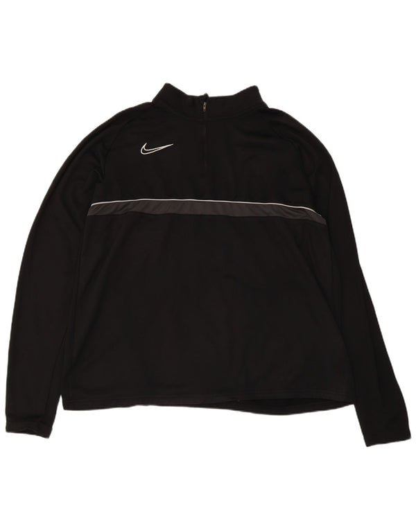 Nike Mens Dri Fit Zip Neck Pullover Treino Top XL Preto Colourblock