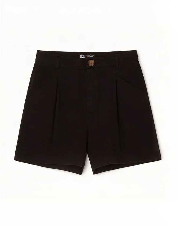 Zara Shorts Chino Feminino Grande W30 Preto Lyocell