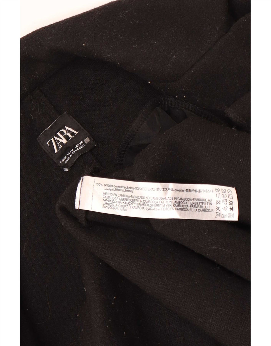 Sobretudo aberto feminino Zara UK 14 poliéster preto médio