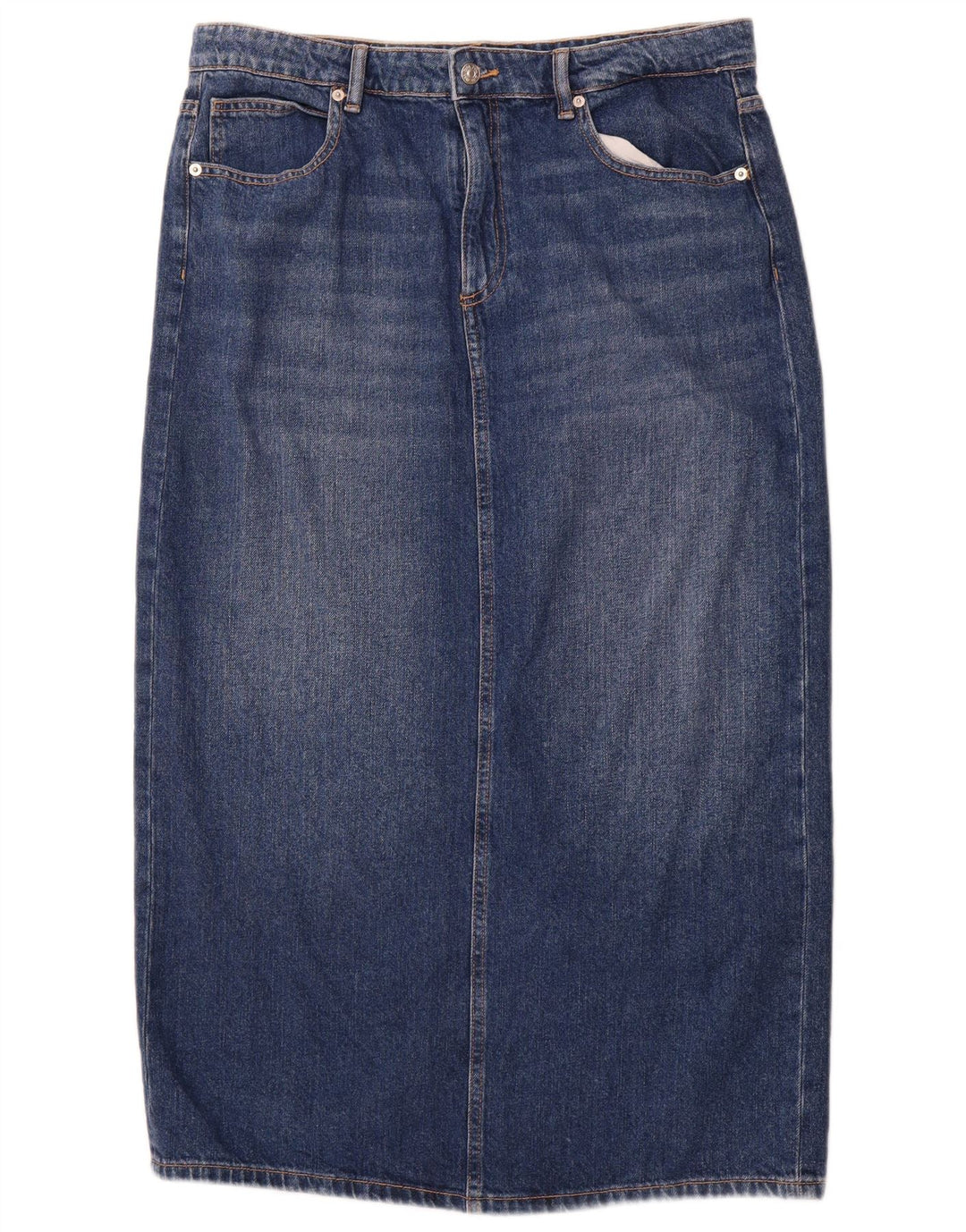 Saia jeans feminina de cintura alta ZARA XL W32 algodão azul