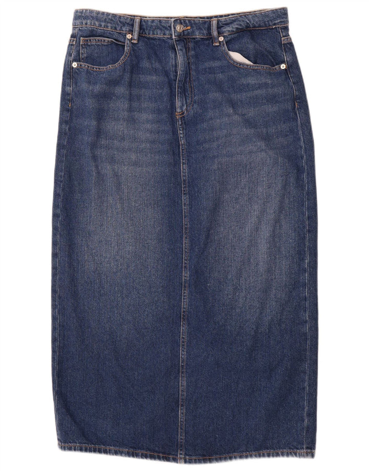 Saia jeans feminina de cintura alta ZARA XL W32 algodão azul
