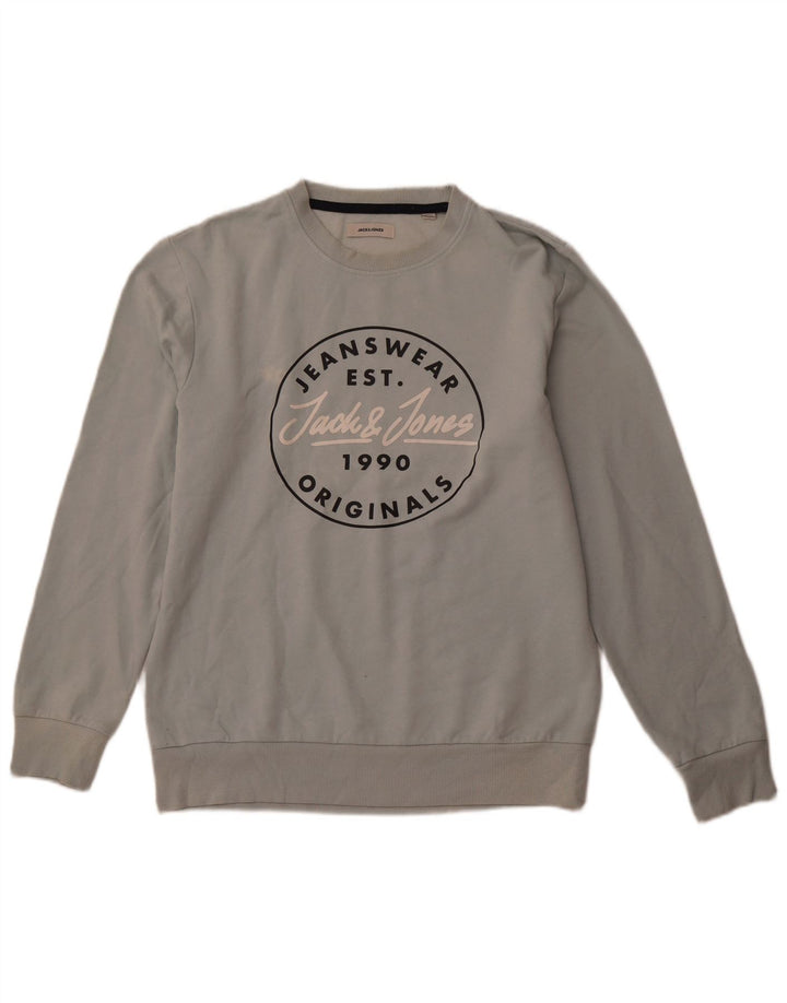 Suéter gráfico masculino JACK & JONES grande azul