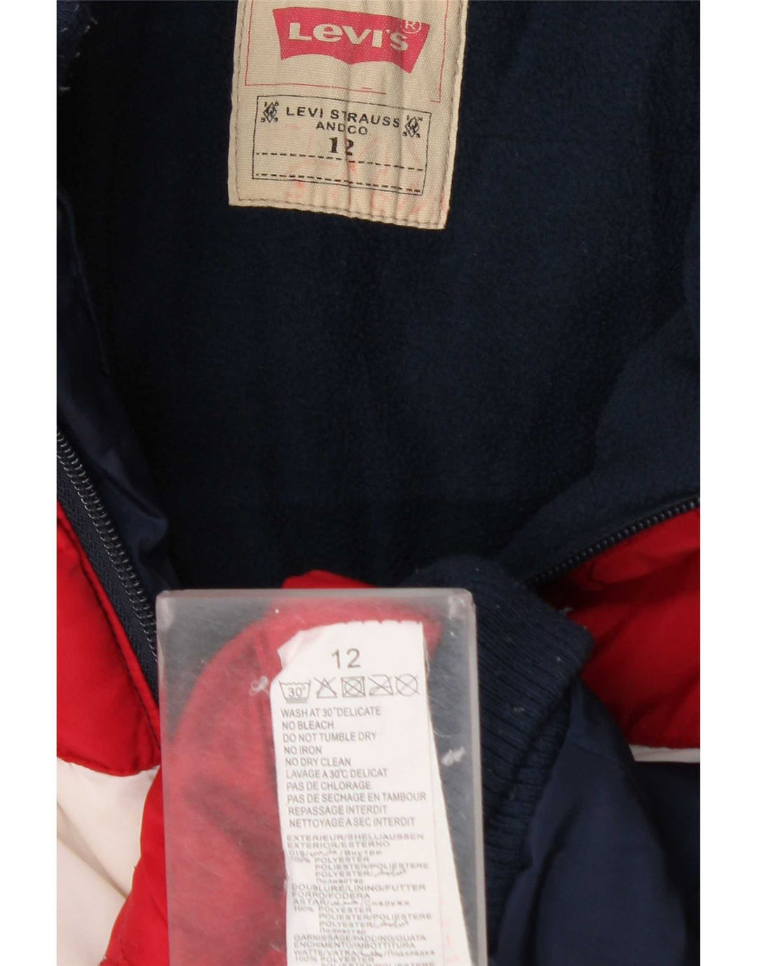 Jaqueta acolchoada com capuz Levi's Boys 11-12 anos Azul marinho Colourblock