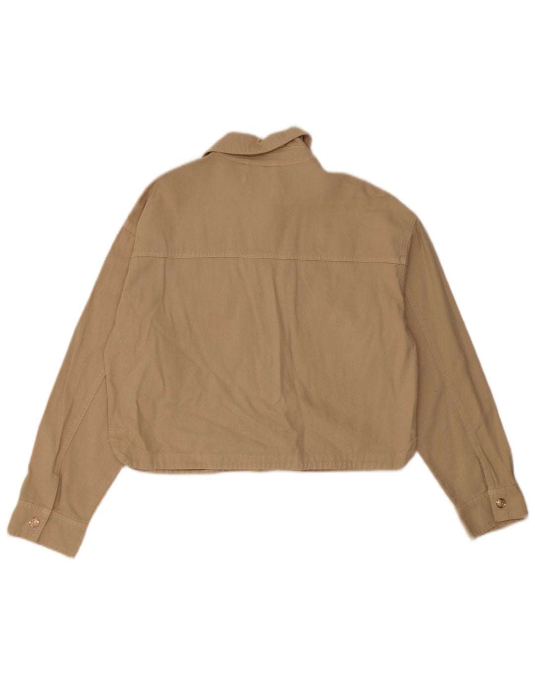 Zara Womens Crop Oversized Bomber Jacket Reino Unido 10 Pequeno Algodão Bege