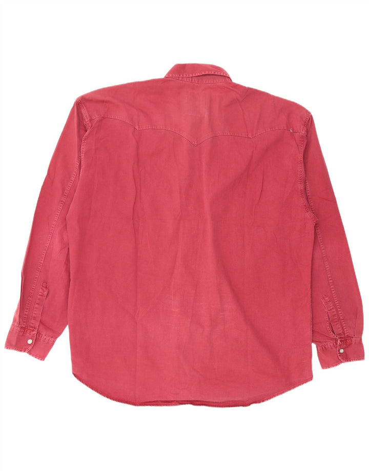 Camisa ocidental masculina vintage XL algodão Borgonha