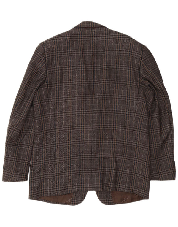 Jaqueta blazer masculina Pierre Cardin com 2 botões Reino Unido 40 grande marrom houndstooth