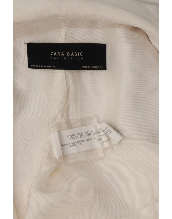 Zara Jaqueta Blazer Feminina Manga 3/4 Aberta Reino Unido 18 XL Branco Acetato