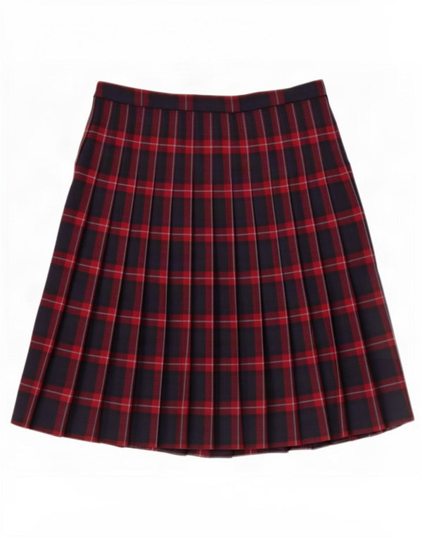 Saia plissada feminina vintage W38 XL xadrez azul marinho