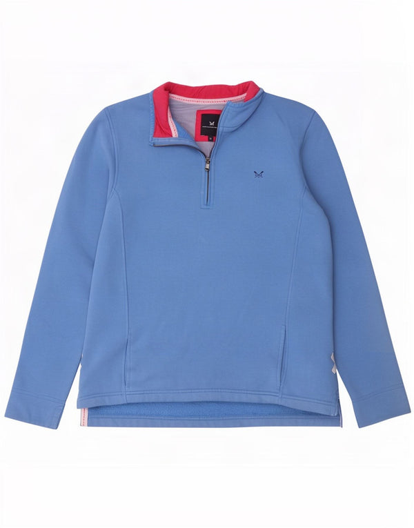 Crew Clothing feminino com zíper e gola em jumper UK 16 grande algodão azul