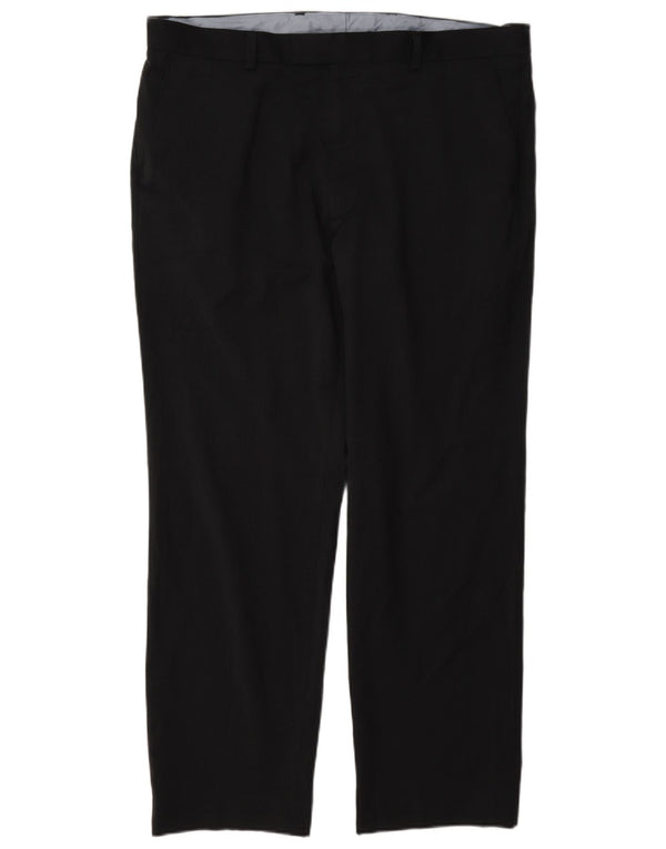 Calça masculina de ajuste regular Marks & Spencer W36 L29 lã azul marinho