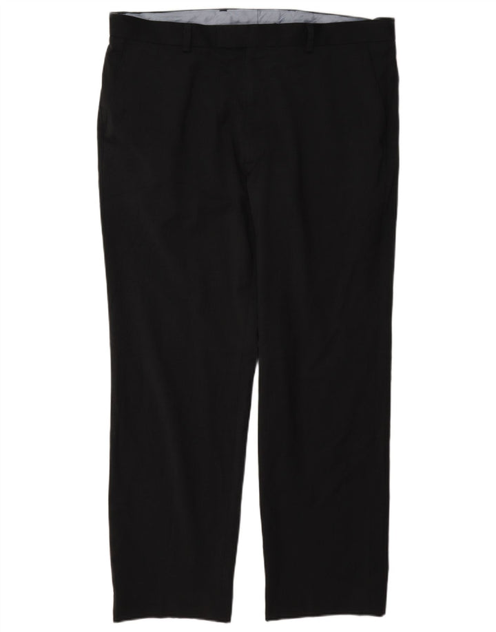 Calça masculina de ajuste regular Marks & Spencer W36 L29 lã azul marinho