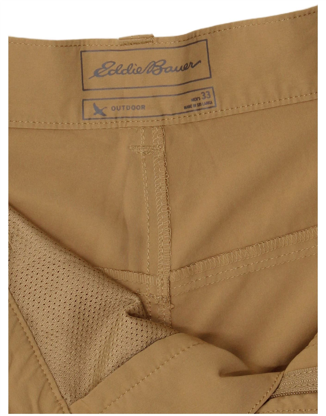 Eddie Bauer Mens Chino Shorts W33 Poliéster Bege Médio