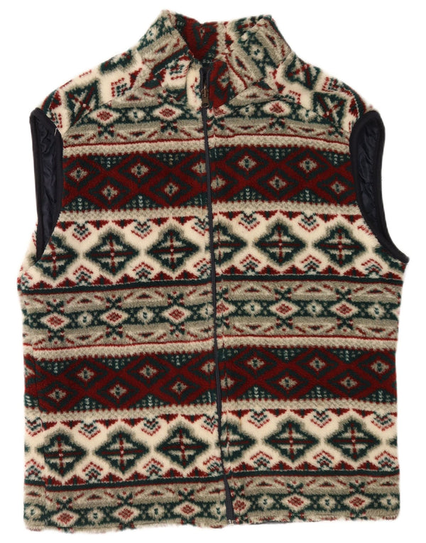 Vintage Mens Fleece Gilet UK 40 Grande Multicolorido Geométrico