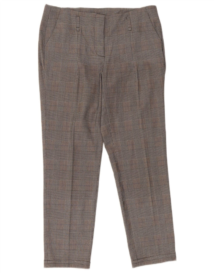 Zara Calça feminina slim cortada pequena W26 L25 cinza houndstooth