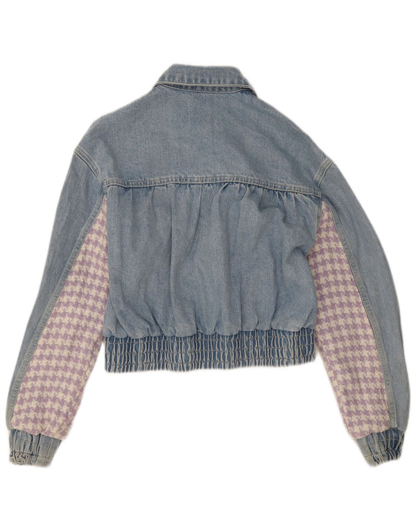 Jaqueta jeans feminina Zara UK 10 pequenos retalhos azuis