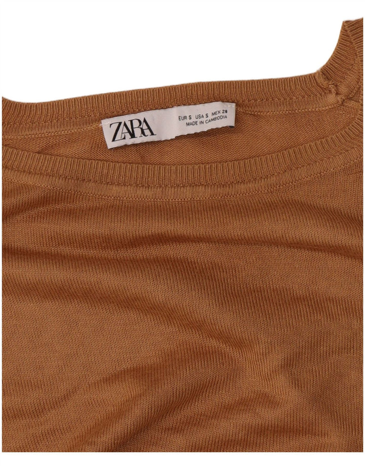 Zara Suéter feminino oversized com gola canoa Reino Unido 10 pequeno marrom