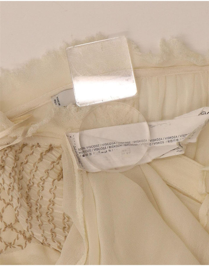 Blusa feminina manga transparente UK 12 viscose branca média