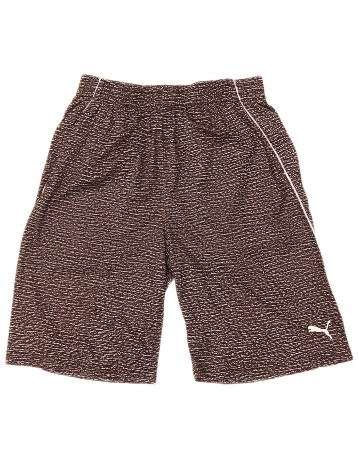 Shorts esportivos Puma Boys 14-15 anos grandes esportivos pretos de poliéster manchado