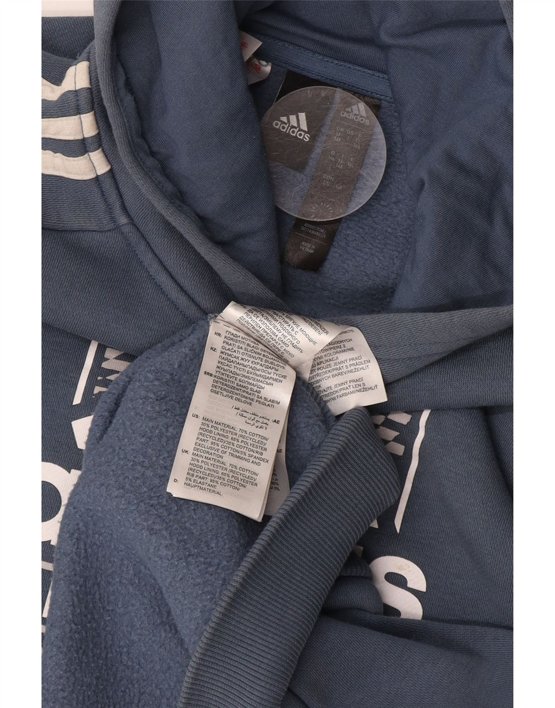 ADIDAS Meninos Graphic Hoodie Jumper 13-14 Anos Azul Algodão