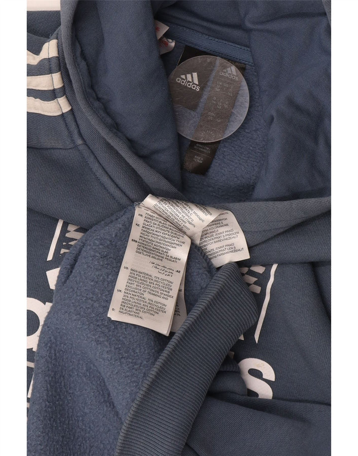 ADIDAS Meninos Graphic Hoodie Jumper 13-14 Anos Azul Algodão