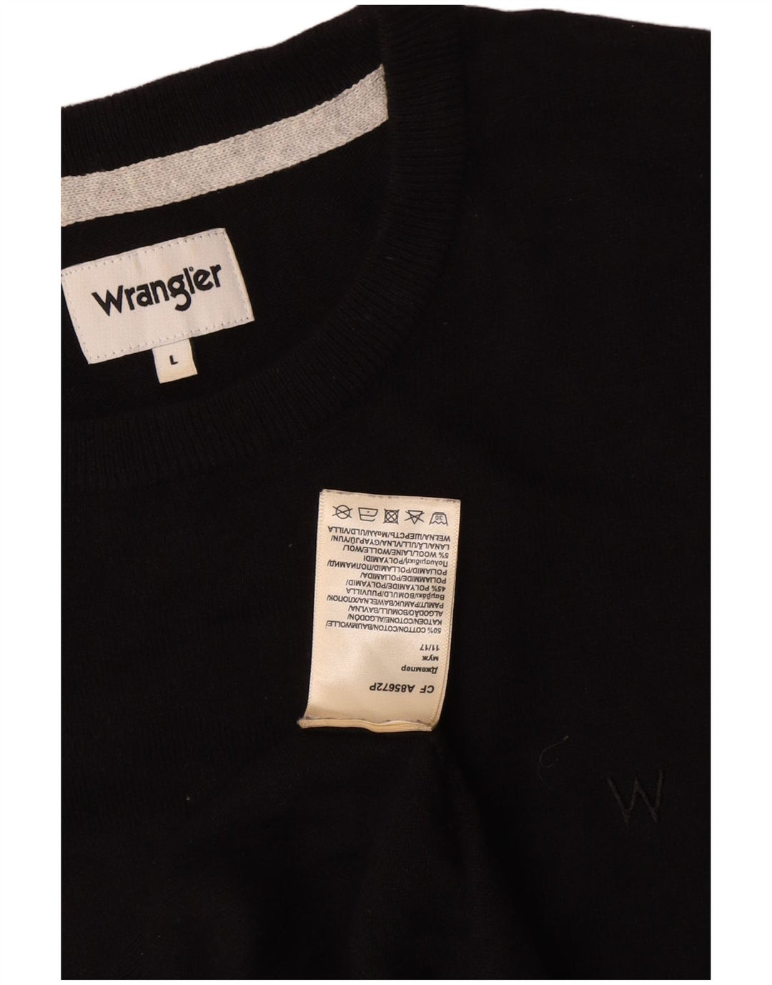 Wrangler Suéter masculino com gola redonda, grande algodão preto