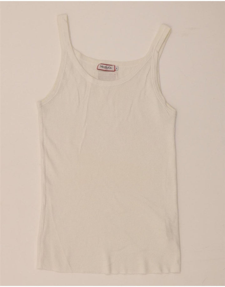 Top feminino Crop Cami da Max & Co. Reino Unido 12 algodão branco médio