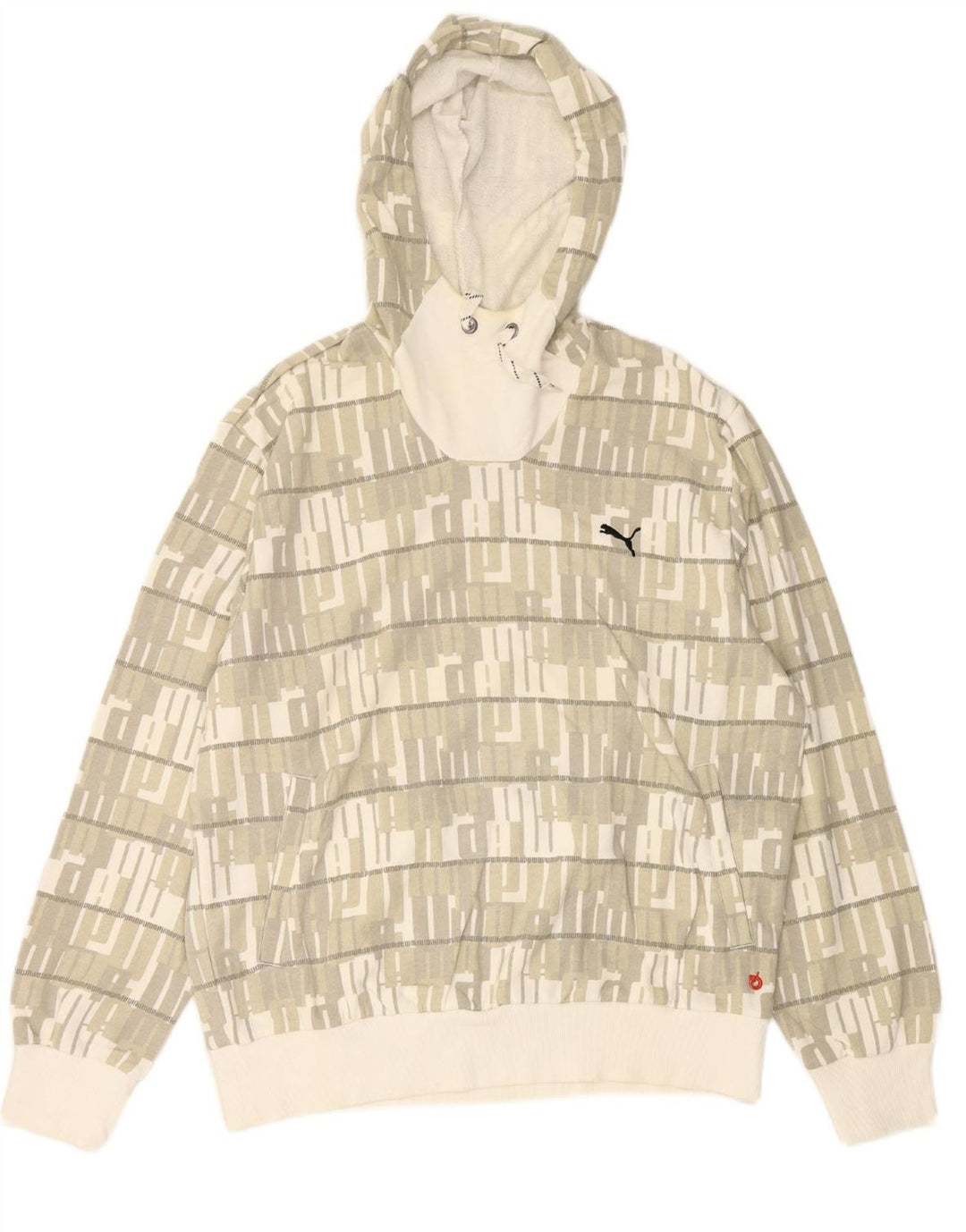 PUMA masculino abstrato padrão gráfico moletom com capuz XL algodão verde