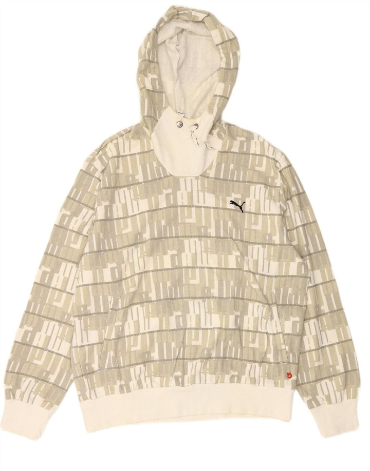 PUMA masculino abstrato padrão gráfico moletom com capuz XL algodão verde