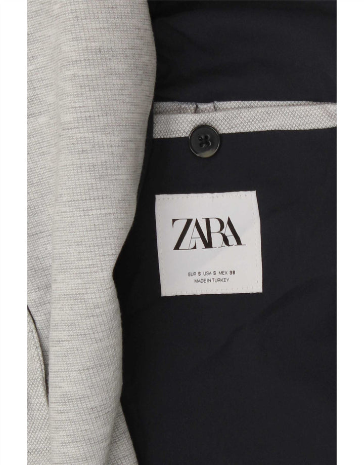 Jaqueta blazer masculina Zara com 2 botões UK 36 pequena cinza manchada