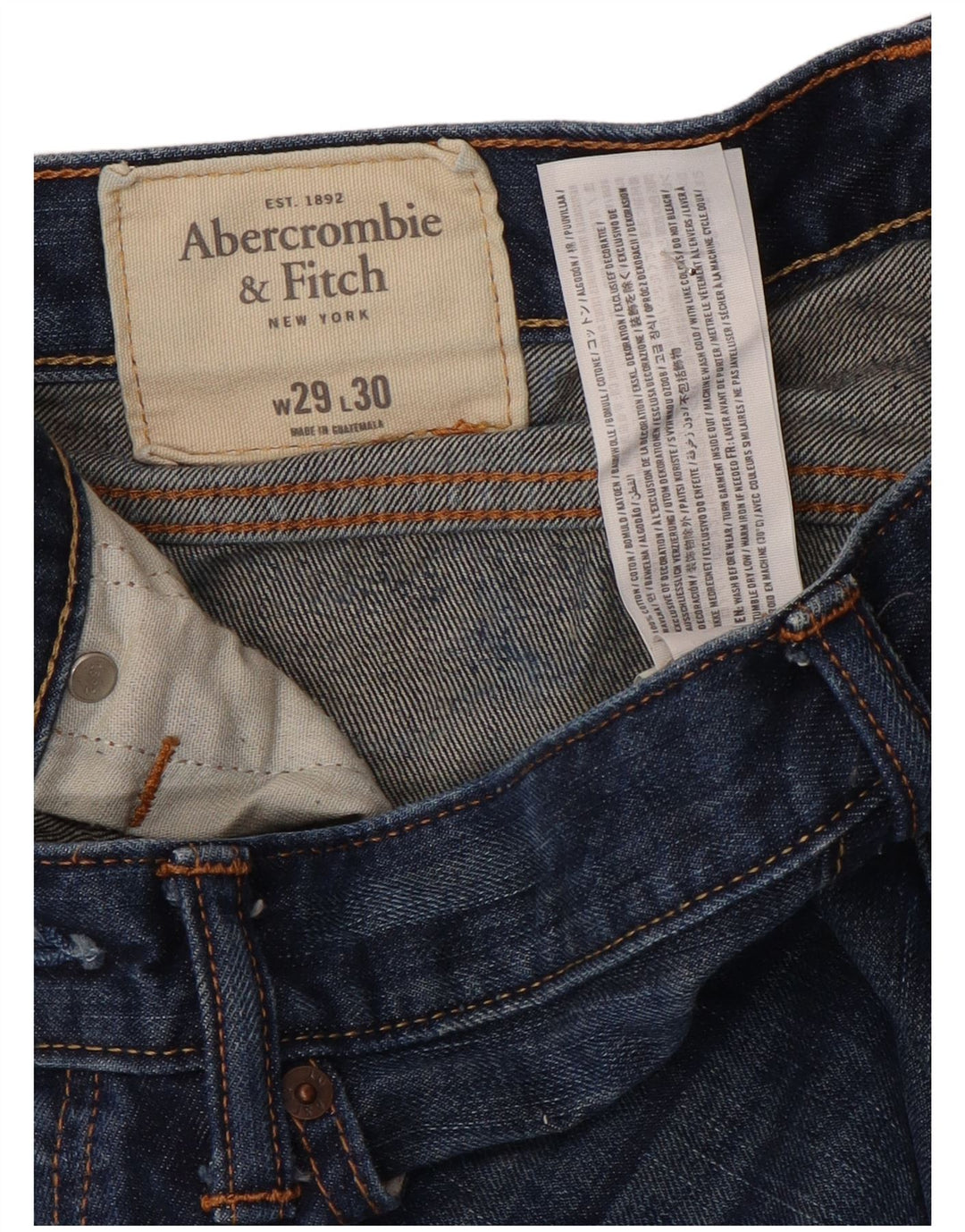 Calça jeans reta masculina ABERCROMBIE & FITCH W29 L30 algodão azul