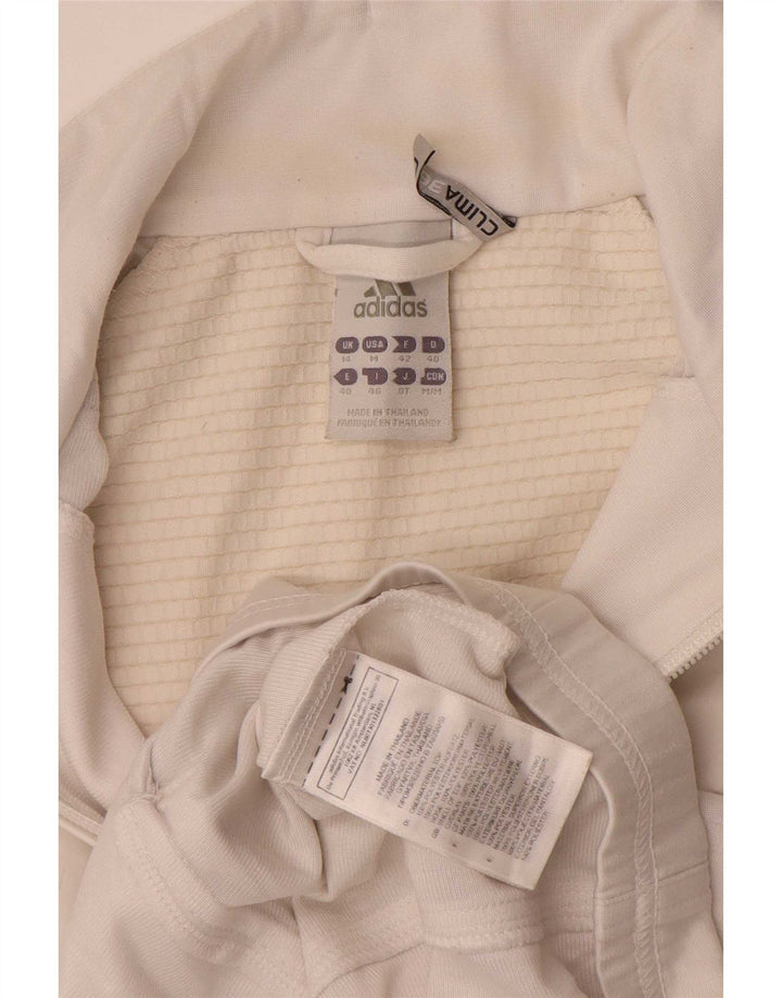 Adidas Womens Climalite Tracksuit Top Jacket UK 14 Grande Branco Poliéster