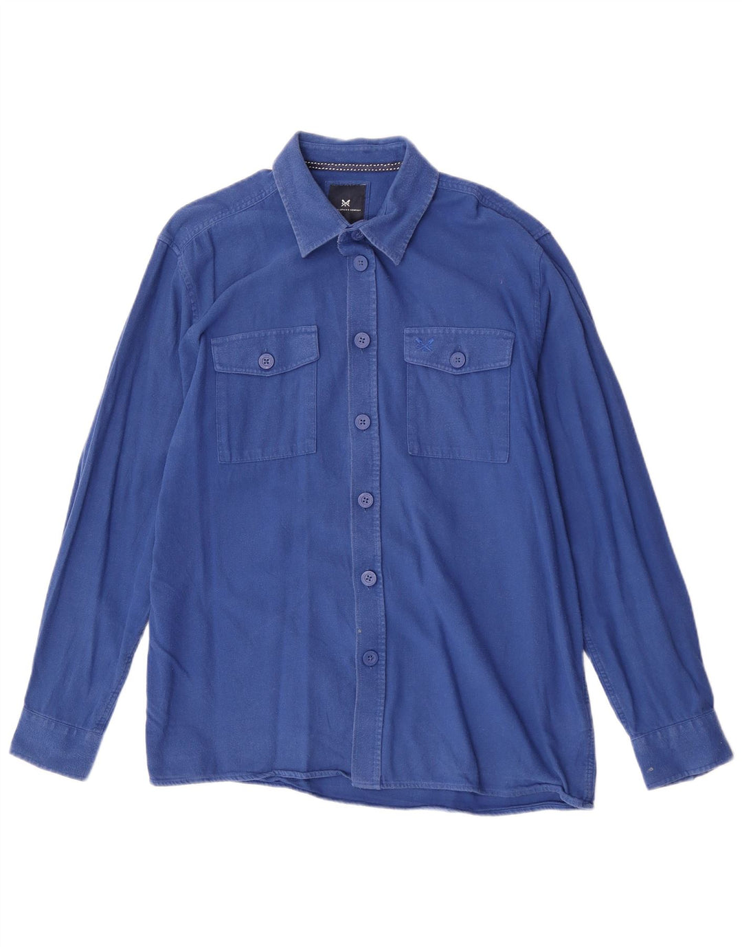 Crew Clothing Camisa masculina grande algodão azul
